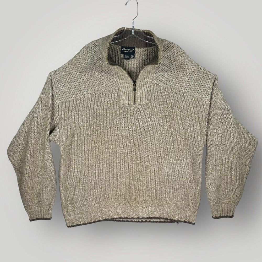 VTG Eddie Bauer 1/4 Zip Knit Causal Pullover Sweater Made in USA Men's Large